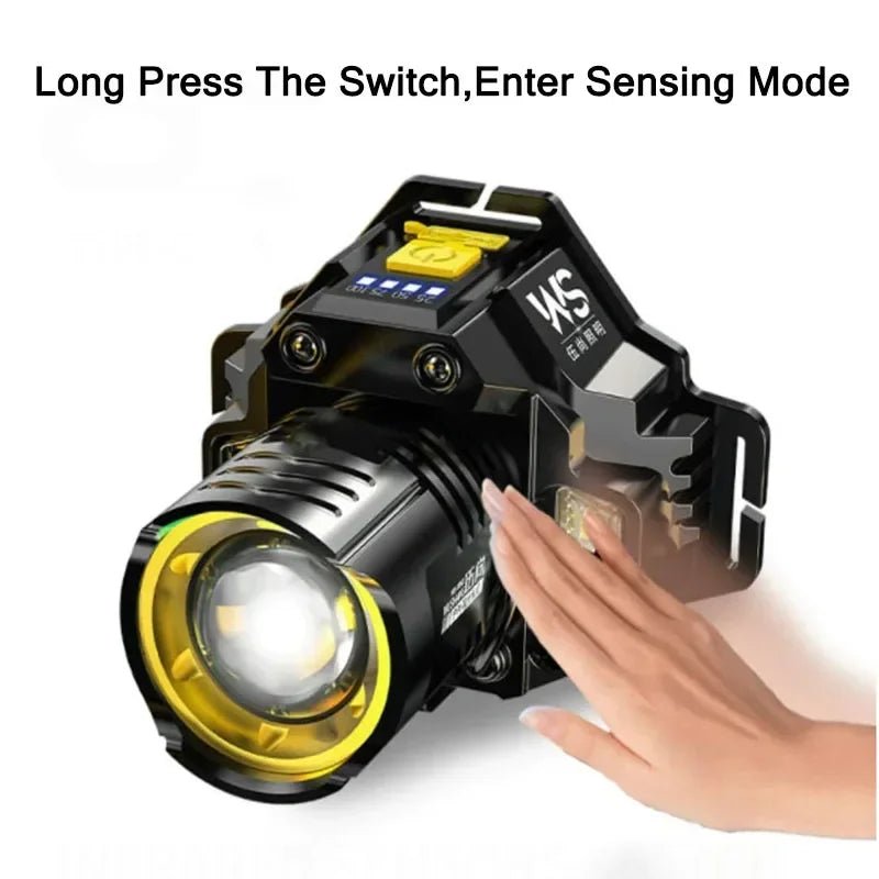 Powerful LED Headlamp Motion Sensor Headlight 18650 Rechargeable COB Head Flashlights High Power Head Lamp Fishing Headlight - NovaLane